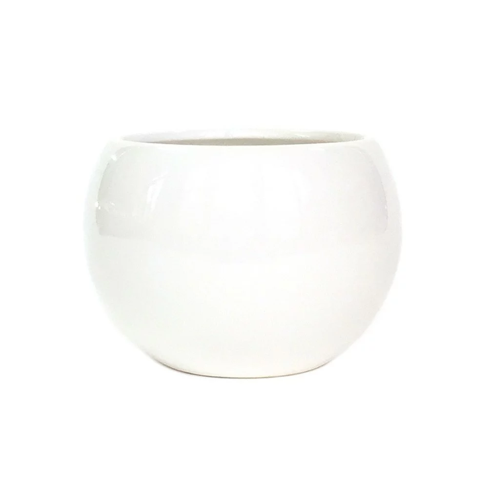 球形陶瓷花盆 亮白