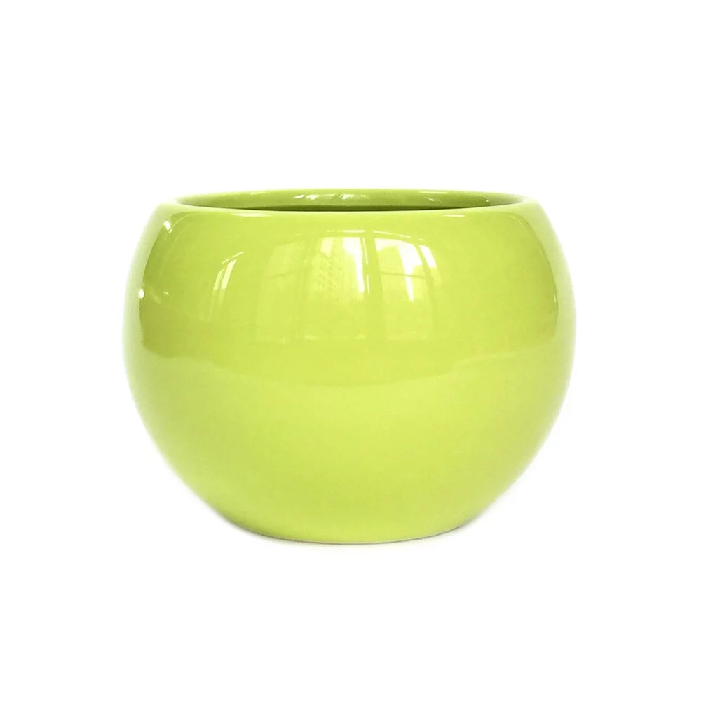 球形陶瓷花盆 亮草綠