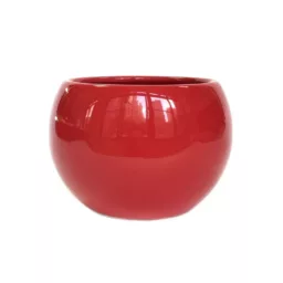 球形陶瓷花盆 亮紅